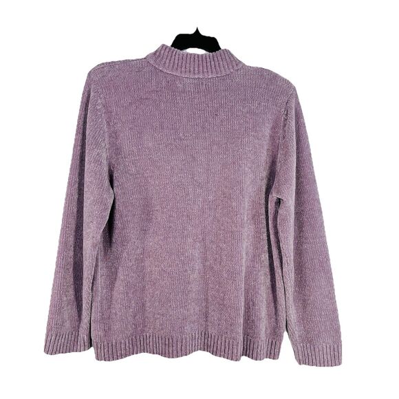 Alfred Dunner Women Large Lavender 1/4 Zip Knit Sweater Mock Neck Casual Office - Picture 2 of 5